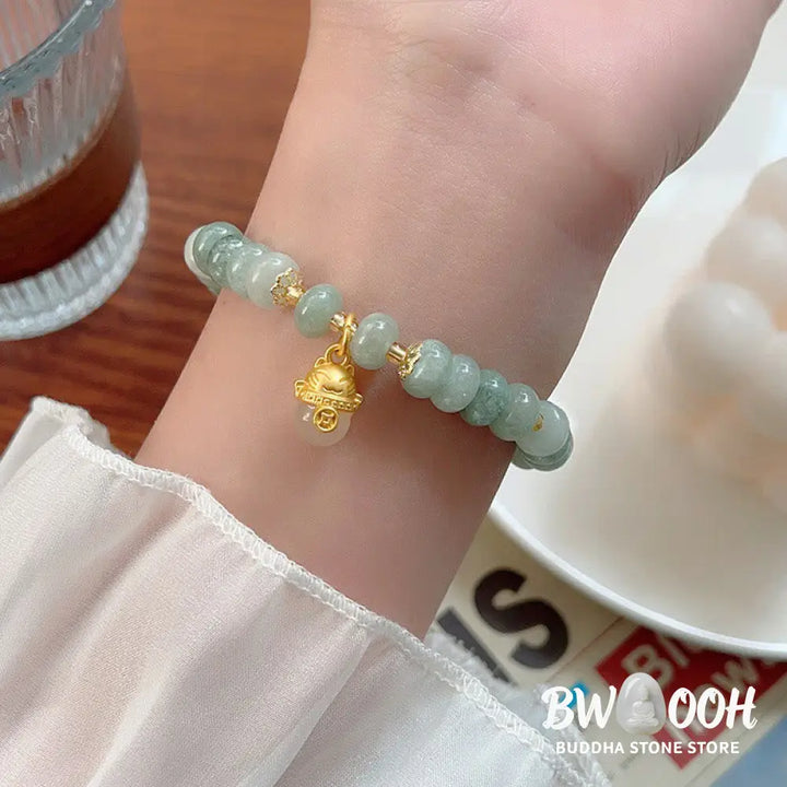 Buddha Stones Strawberry Quartz Cyan Jade Lucky Cat Beads Healing Bracelet - BWOOOH - Bracelet