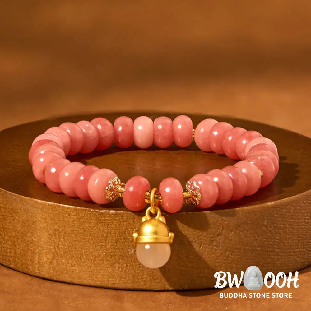 Buddha Stones Strawberry Quartz Cyan Jade Lucky Cat Beads Healing Bracelet - BWOOOH - Bracelet