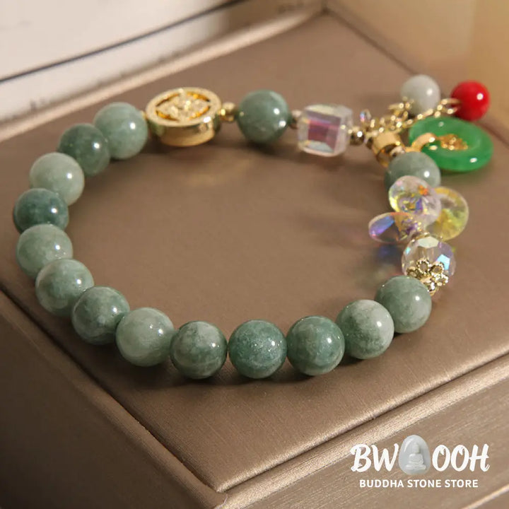 Buddha Stones Strawberry Quartz Jade Fu Character Charm Healing Bracelet - BWOOOH - Bracelet