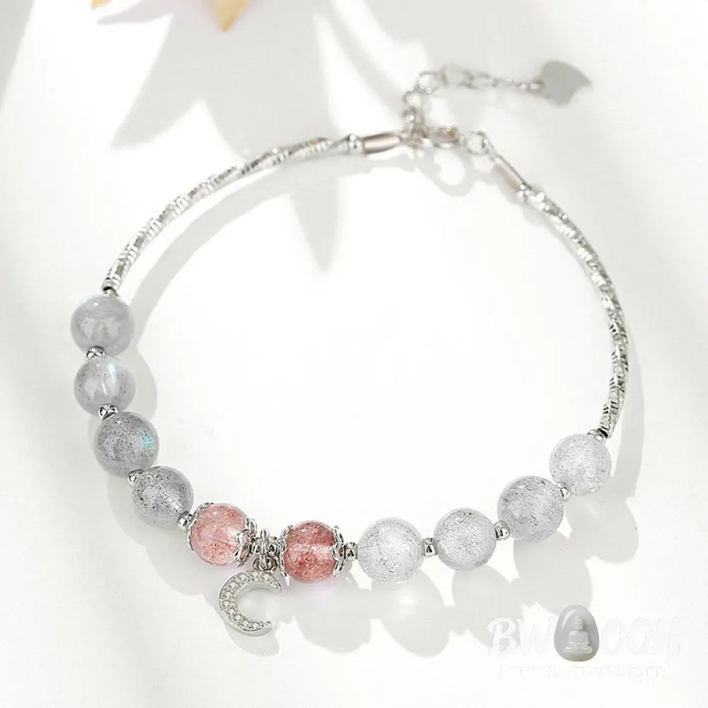 Buddha Stones Strawberry Quartz Moonstone Luck Moon Charm Bracelet - BWOOOH - Strawberry Quartz&Moonstone - Bracelet