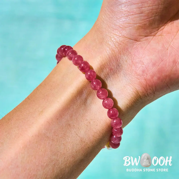 Buddha Stones Strawberry Quartz Pearl Cat Rabbit Healing Bracelet - BWOOOH - Bracelet