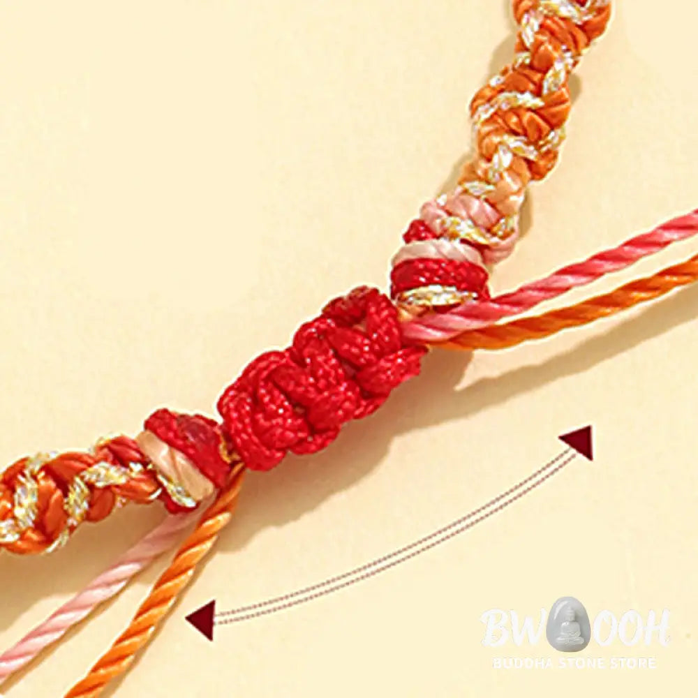 Buddha Stones Strawberry Quartz Pink Crystal Prehnite White Agate Bead Healing Rope Bracelet - BWOOOH - Bracelet