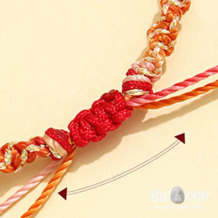 Buddha Stones Strawberry Quartz Pink Crystal Prehnite White Agate Bead Healing Rope Bracelet - BWOOOH - Bracelet