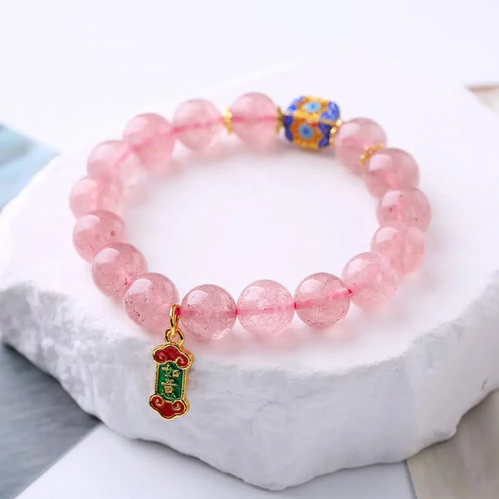 BWOOOH Strawberry Quartz Positive Ruyi Charm Bracelet - BWOOOH - Strawberry Quartz(Love♥Healing) - Bracelet