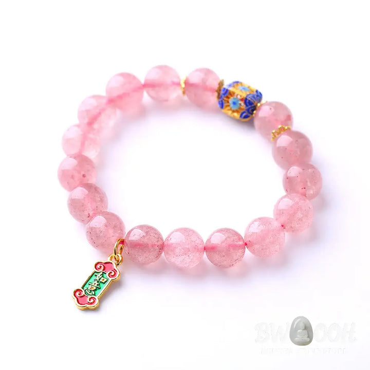 Buddha Stones Strawberry Quartz Positive Ruyi Charm Bracelet - BWOOOH - Strawberry Quartz(Love♥Healing) - Bracelet