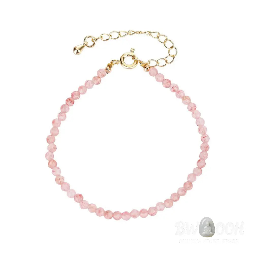Buddha Stones Strawberry Quartz Prehnite Peridot Lazurite Pink Crystal Tourmaline Healing Chain Bracelet - BWOOOH