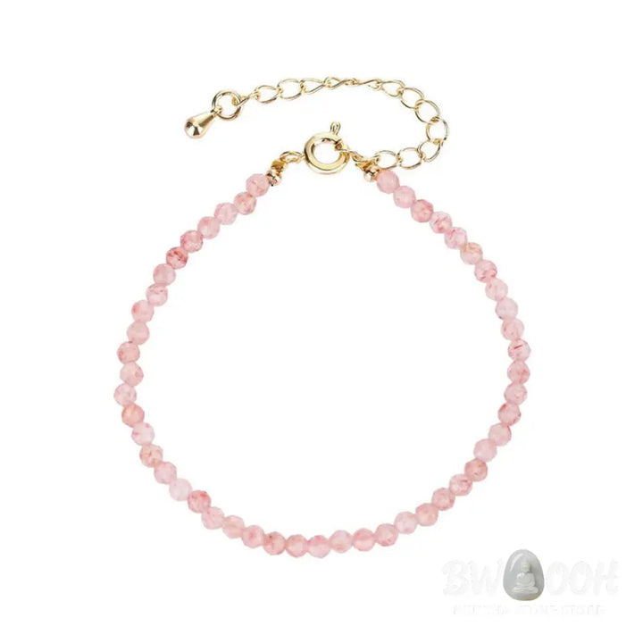 Buddha Stones Strawberry Quartz Prehnite Peridot Lazurite Pink Crystal Tourmaline Healing Chain Bracelet - BWOOOH