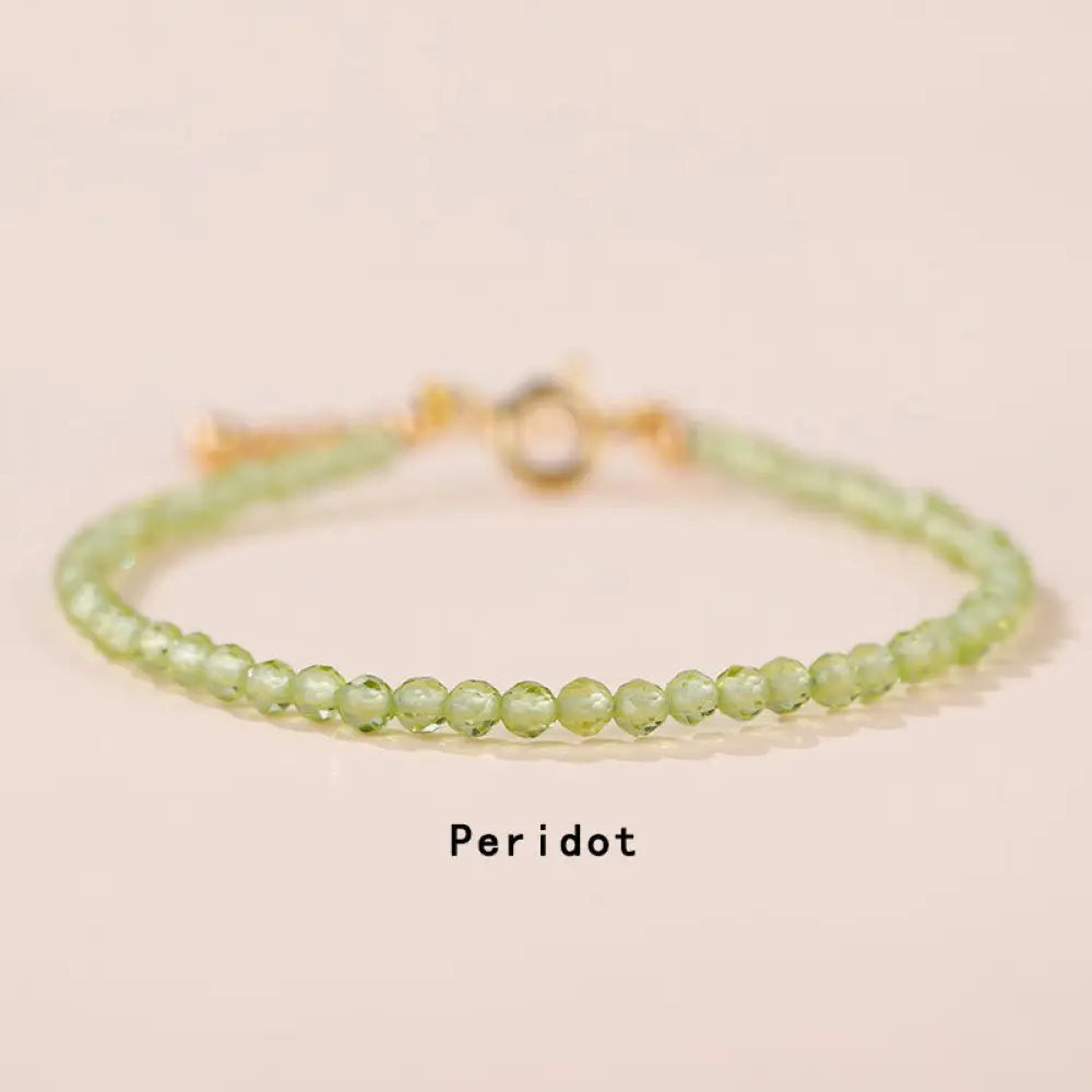 Buddha Stones Strawberry Quartz Prehnite Peridot Lazurite Pink Crystal Tourmaline Healing Chain Bracelet - BWOOOH