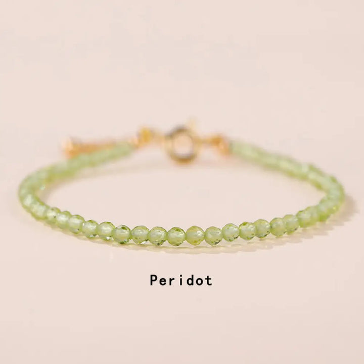 Buddha Stones Strawberry Quartz Prehnite Peridot Lazurite Pink Crystal Tourmaline Healing Chain Bracelet - BWOOOH