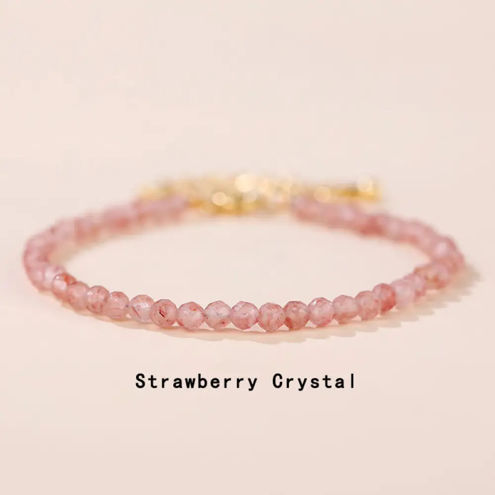 BWOOOH Strawberry Quartz Prehnite Peridot Lazurite Pink Crystal Tourmaline Healing Chain Bracelet - BWOOOH