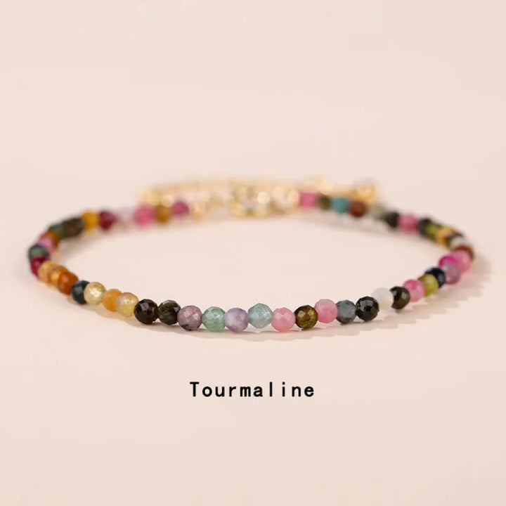 Buddha Stones Strawberry Quartz Prehnite Peridot Lazurite Pink Crystal Tourmaline Healing Chain Bracelet - BWOOOH