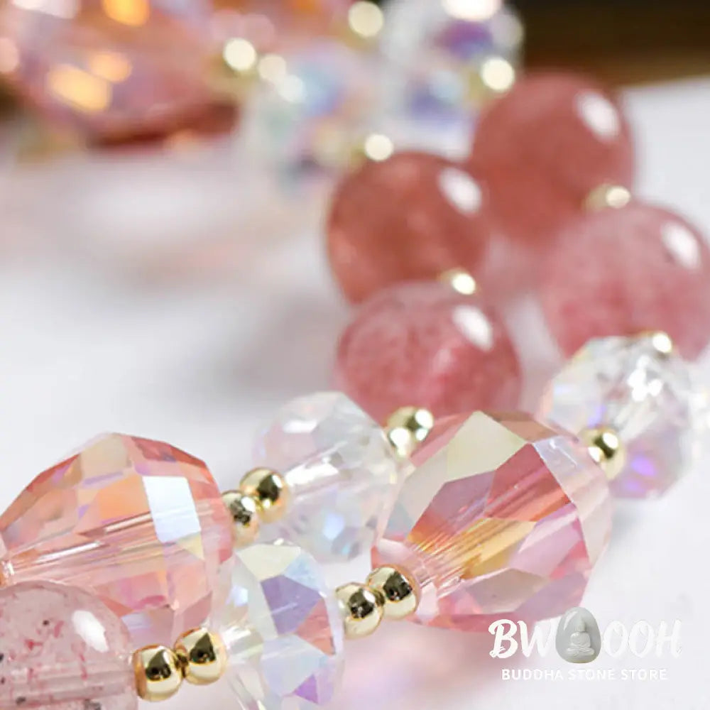 BWOOOH Strawberry Quartz Zircon Flower Healing Double Wrap Bracelet | spiritual healing bracelet