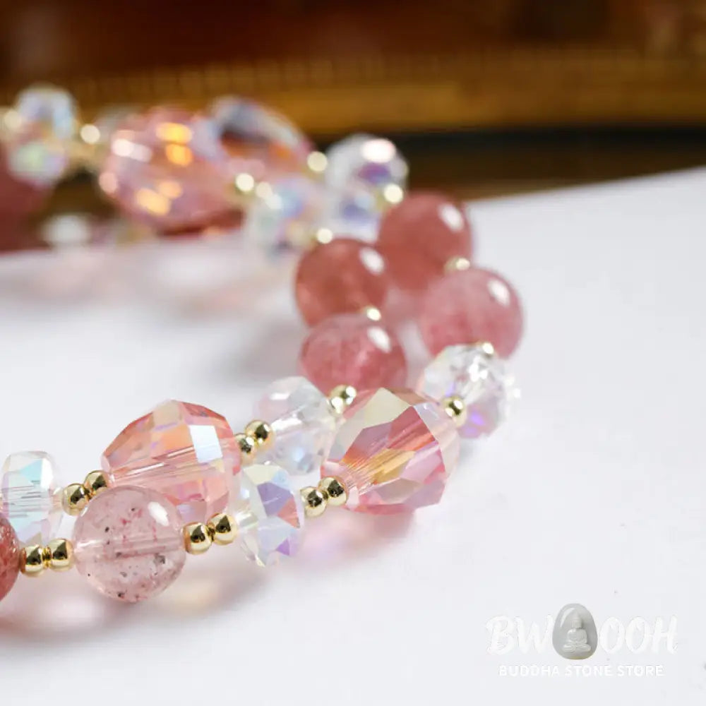 BWOOOH Strawberry Quartz Zircon Flower Healing Double Wrap Bracelet | spiritual healing bracelet