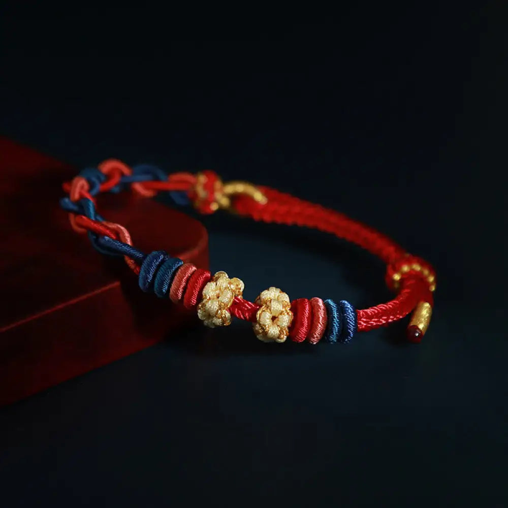 BWOOOH String Four Srand Peach Blossom Connection Bracelet - BWOOOH - Red - Bracelet