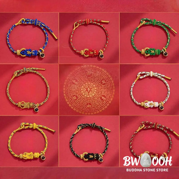 Buddha Stones String Projection Stone Hand-woven Buddha Knots Connection Bracelet - Bracelet