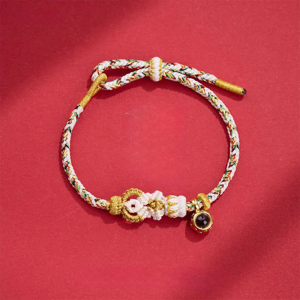 Buddha Stones String Projection Stone Hand-woven Buddha Knots Connection Bracelet - White(Wrist Circumference: 14-23