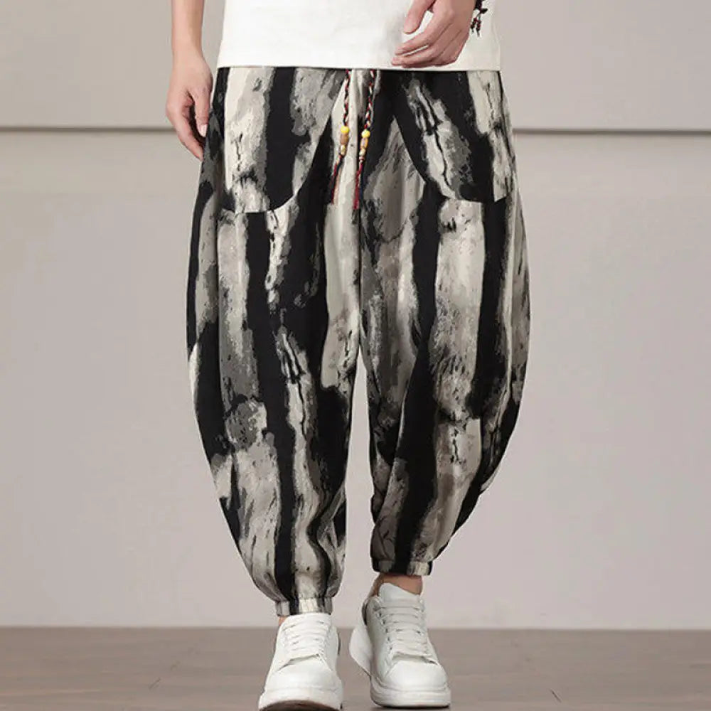 BWOOOH printed harem pants - Stripe Pattern Drawstring Men's Harem Pa
