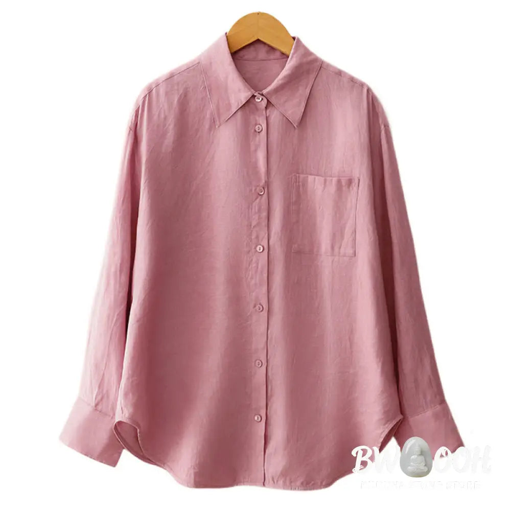 Buddha Stones Summer 2pcs Plain Long Sleeve Shirt Top Cardigan Shorts Meditation Clothing Women’s Set With Pockets