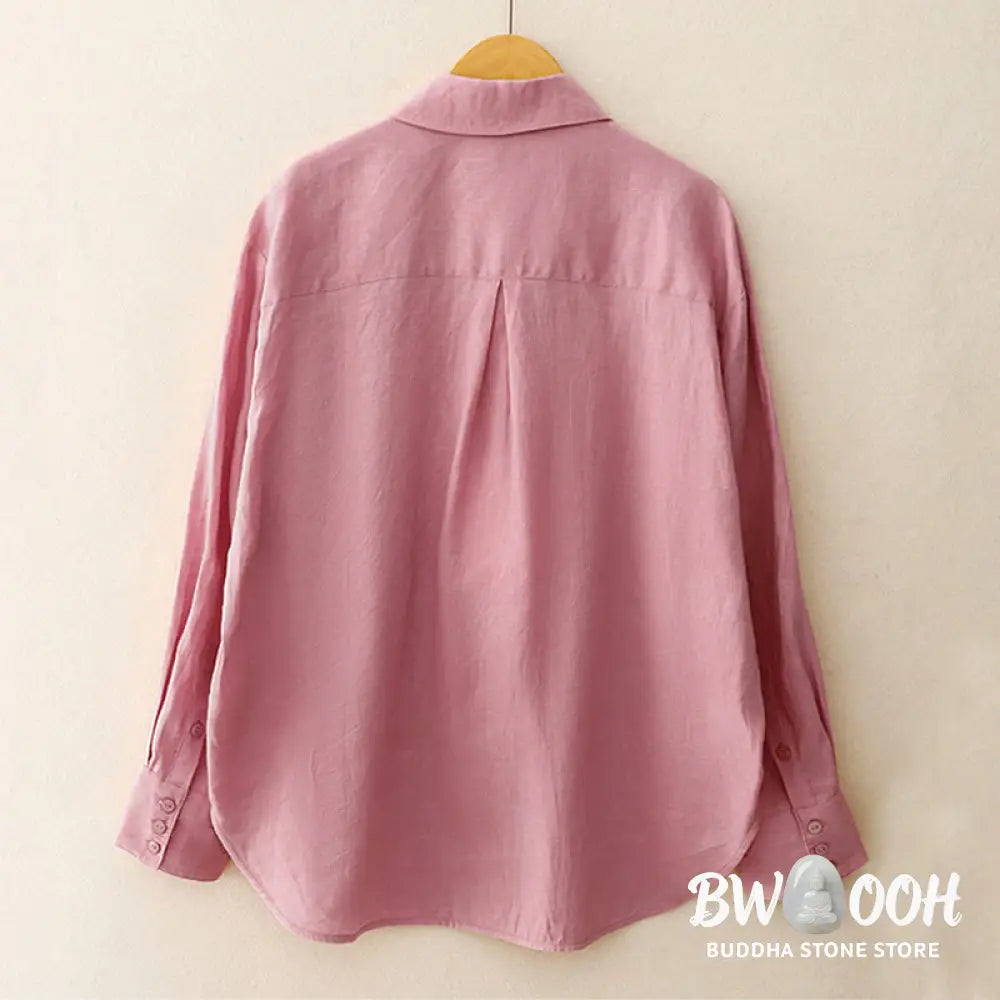 Buddha Stones Summer 2pcs Plain Long Sleeve Shirt Top Cardigan Shorts Meditation Clothing Women’s Set With Pockets
