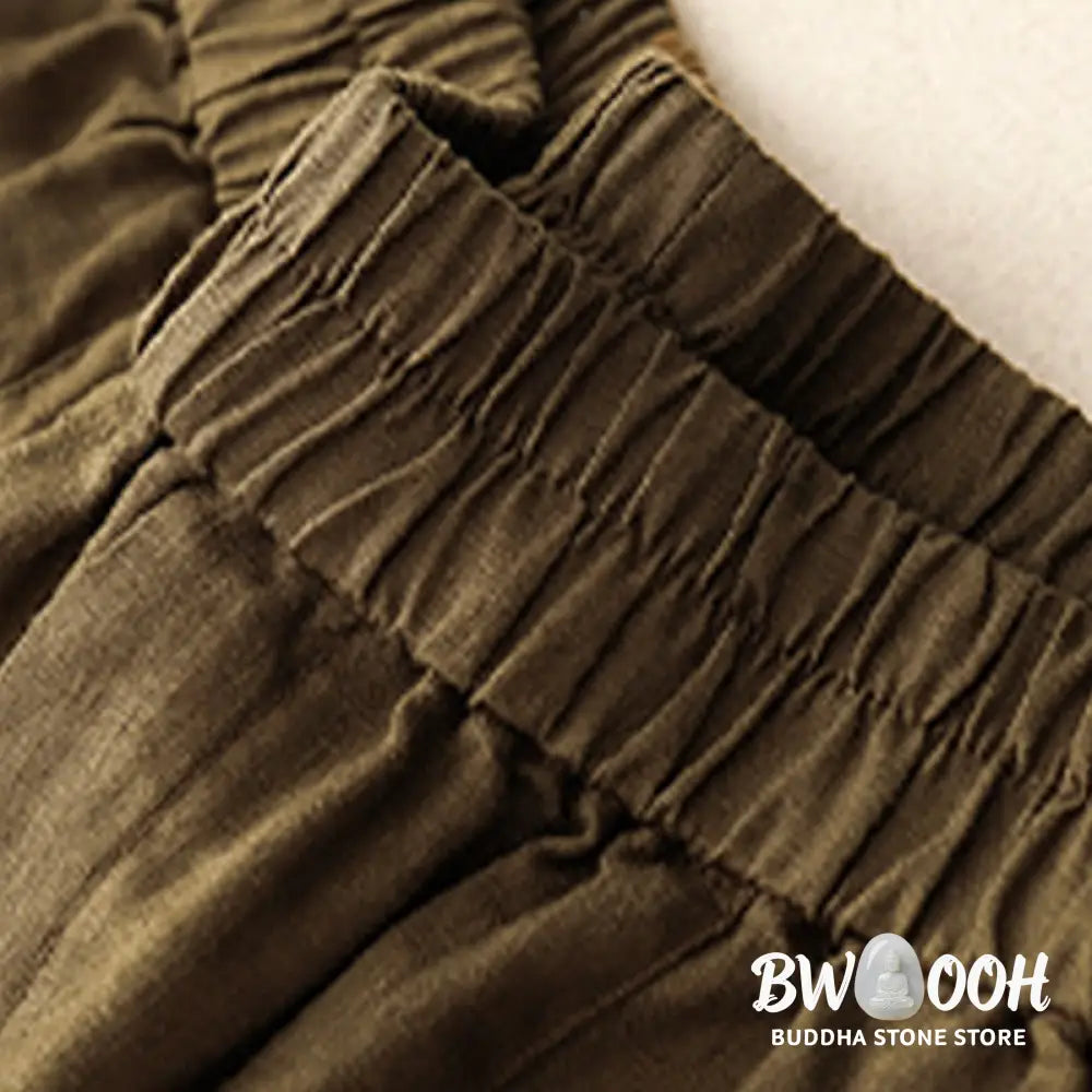 Buddha Stones Summer Casual Buttons Plain Cotton Women’s Shorts With Pockets - Women’s Shorts