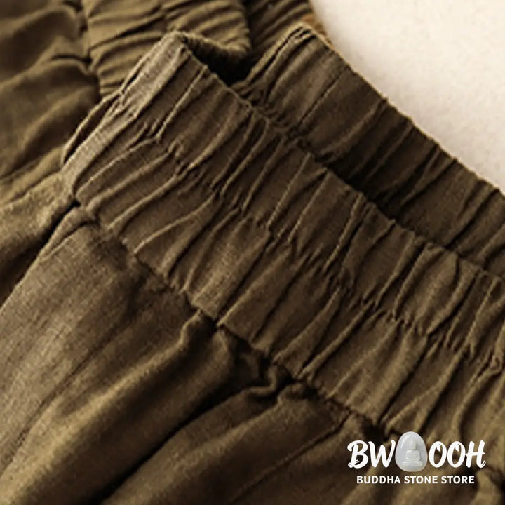 Buddha Stones Summer Casual Buttons Plain Cotton Women’s Shorts With Pockets - Women’s Shorts