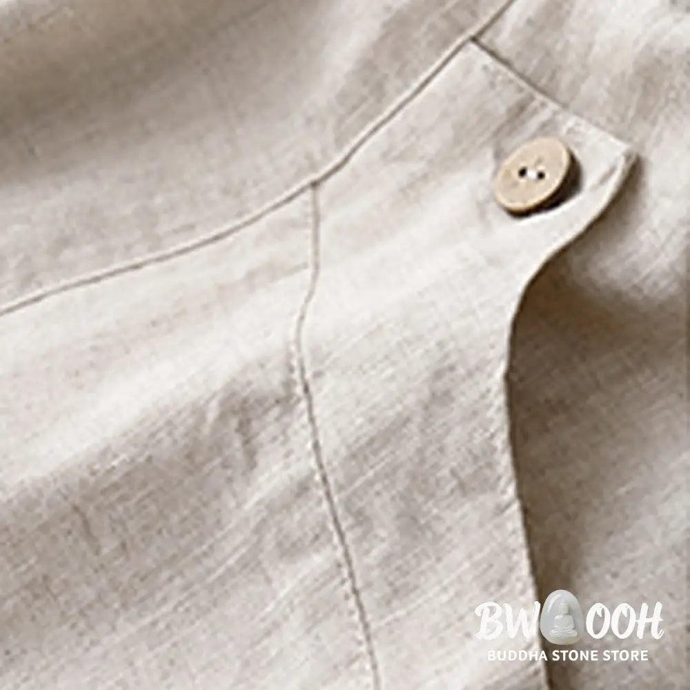 Buddha Stones Summer Casual Buttons Plain Cotton Women’s Shorts With Pockets - Women’s Shorts