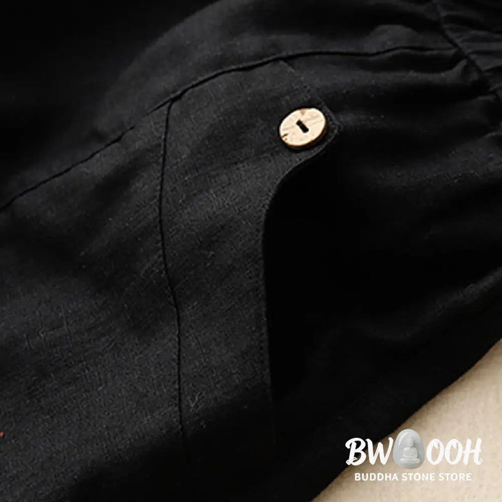 Buddha Stones Summer Casual Buttons Plain Cotton Women’s Shorts With Pockets - Women’s Shorts