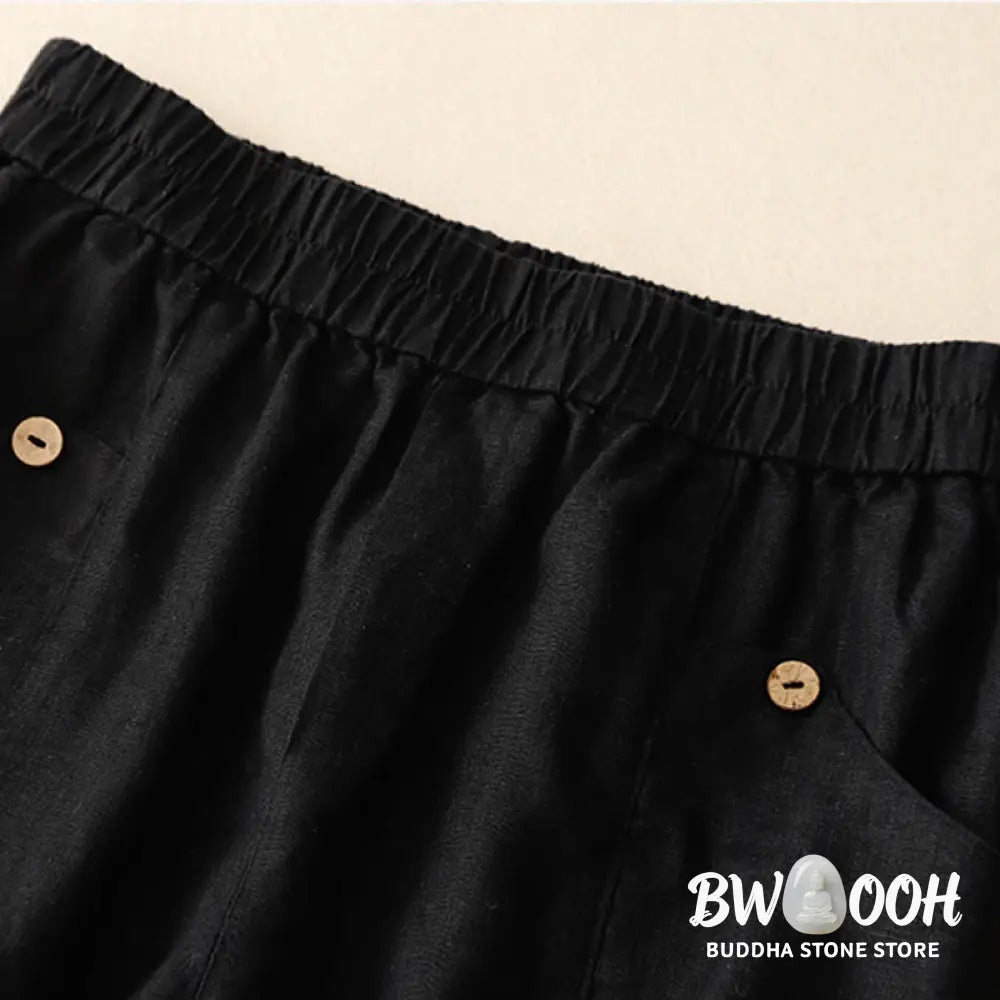 Buddha Stones Summer Casual Buttons Plain Cotton Women’s Shorts With Pockets - Women’s Shorts