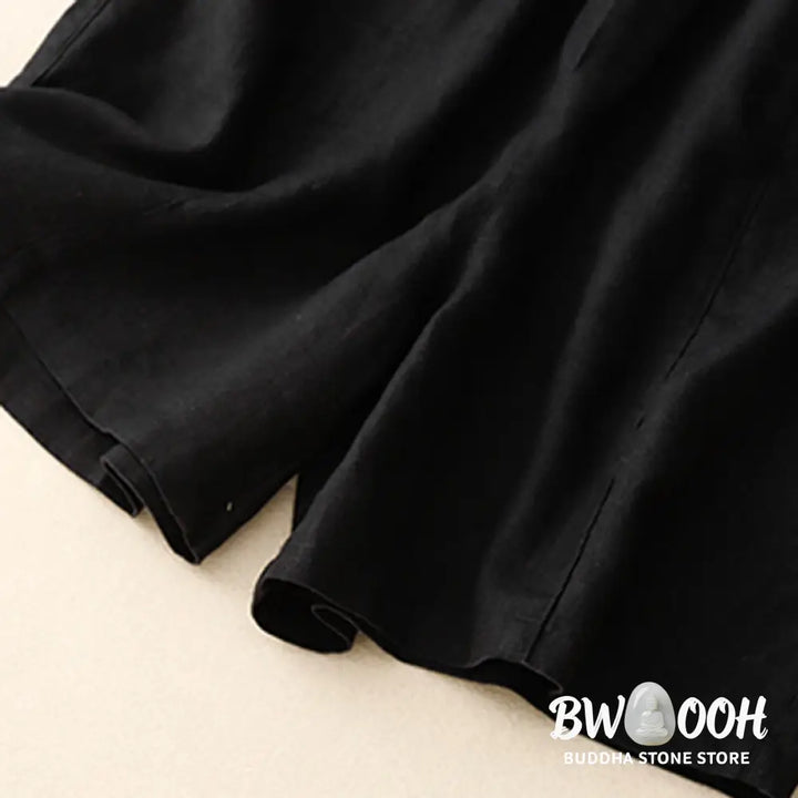 Buddha Stones Summer Casual Buttons Plain Cotton Women’s Shorts With Pockets - Women’s Shorts