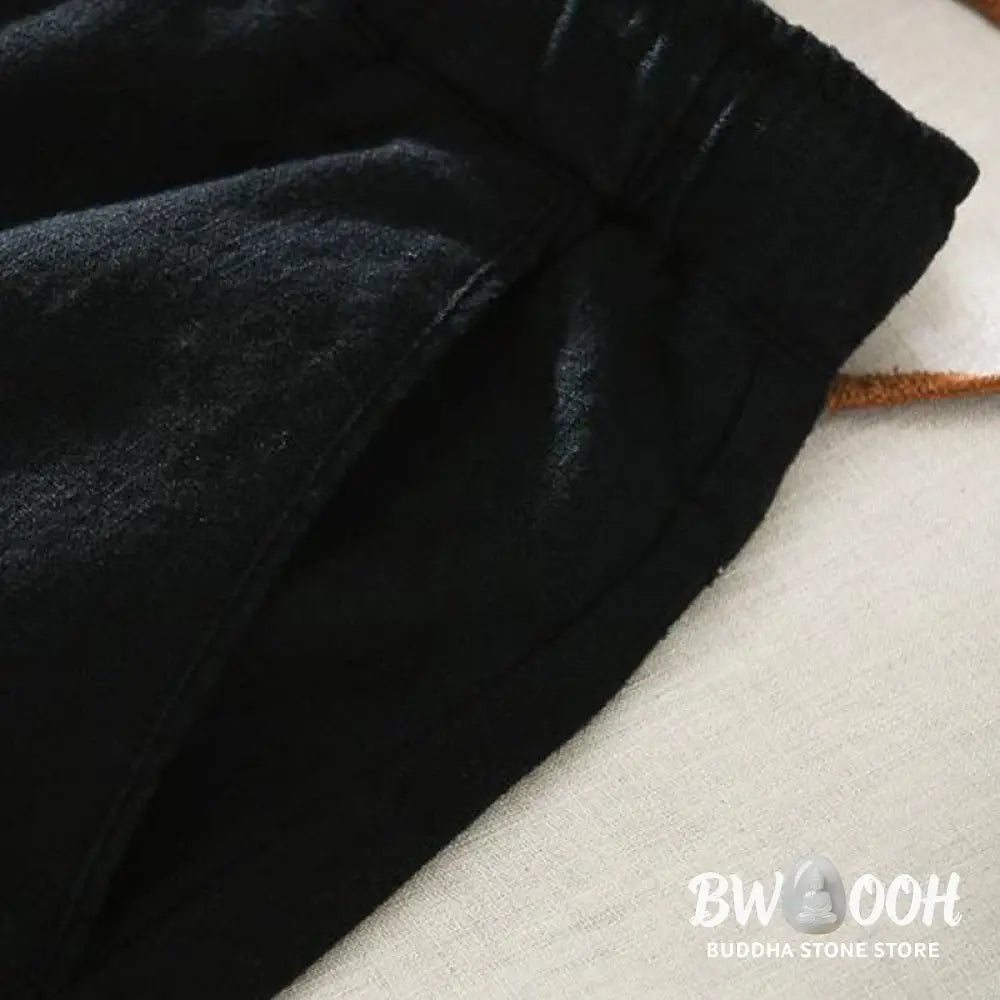 Buddha Stones Summer Casual Drawstring Ramie Linen Men’s Pants With Pockets - Men’s Pants