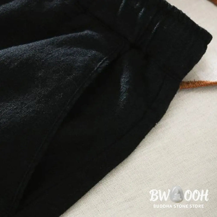 Buddha Stones Summer Casual Drawstring Ramie Linen Men’s Pants With Pockets - Men’s Pants
