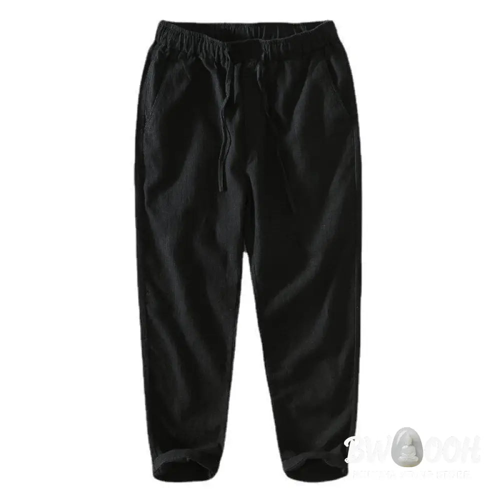 Buddha Stones Summer Casual Drawstring Ramie Linen Men’s Pants With Pockets - Men’s Pants