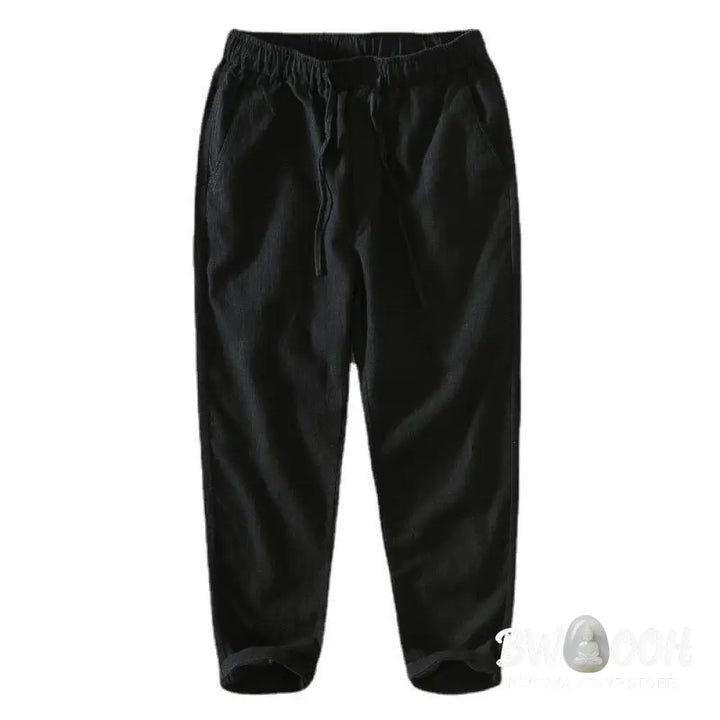 Buddha Stones Summer Casual Drawstring Ramie Linen Men’s Pants With Pockets - Men’s Pants