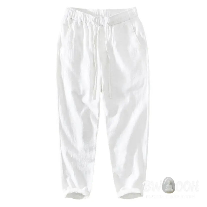 Buddha Stones Summer Casual Drawstring Ramie Linen Men’s Pants With Pockets - Men’s Pants