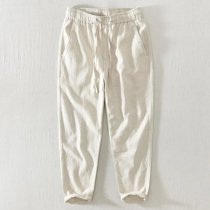 Buddha Stones Summer Casual Drawstring Ramie Linen Men’s Pants With Pockets - Beige / US/UK/AU36，EU46 (L) - Men’s Pants