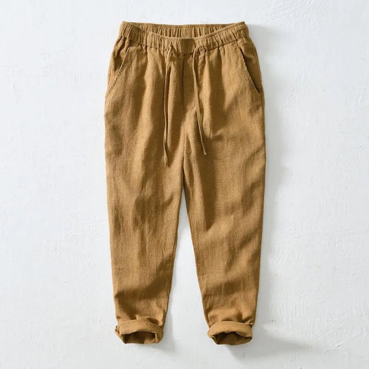 Buddha Stones Summer Casual Drawstring Ramie Linen Men’s Pants With Pockets - Peru / US/UK/AU36，EU46 (L) - Men’s Pants
