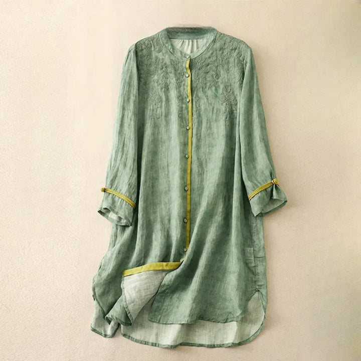 BWOOOH Summer Casual Embroidered Stand Collar Design Thre