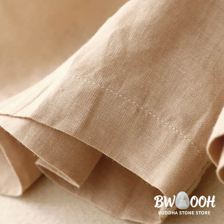 Buddha Stones Summer Casual Embroidery Flower Pleated Zipper Button Cotton Linen Women’s Shorts With Pockets - Women’s