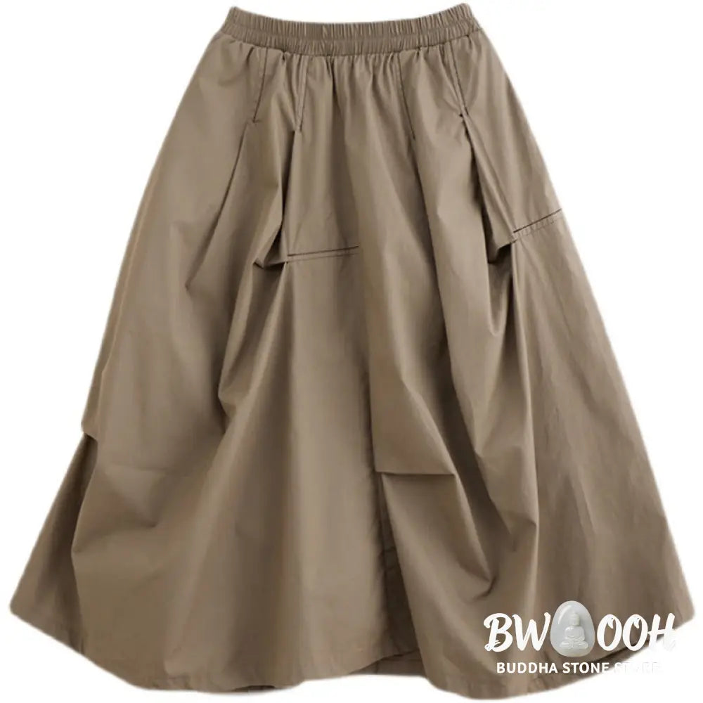 Buddha Stones Summer Casual Irregular Design Women’s Cotton Skirt With Pockets - Skirt