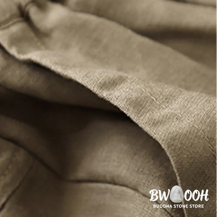 Buddha Stones Summer Casual Plain Cotton Linen Women’s Elasti Straight Shorts With Pockets - Women’s Shorts