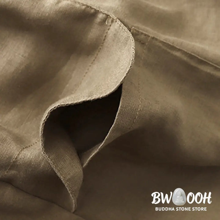 Buddha Stones Summer Casual Plain Cotton Linen Women’s Elasti Straight Shorts With Pockets - Women’s Shorts