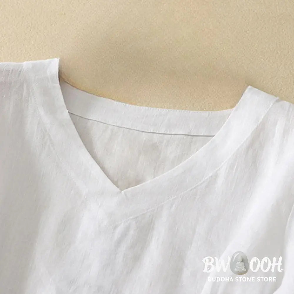 Buddha Stones Summer Casual Plain Women’s V-neck Design Half Sleeve T-shirt - Women’s T-Shirts