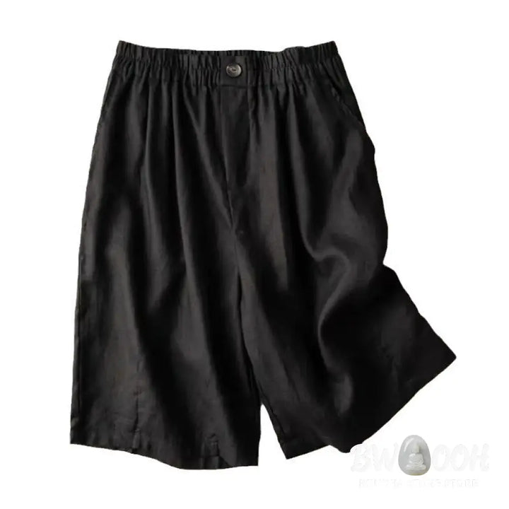 Buddha Stones Summer Casual Plain Zipper Button Cotton Linen Women’s Shorts With Pockets - Women’s Shorts