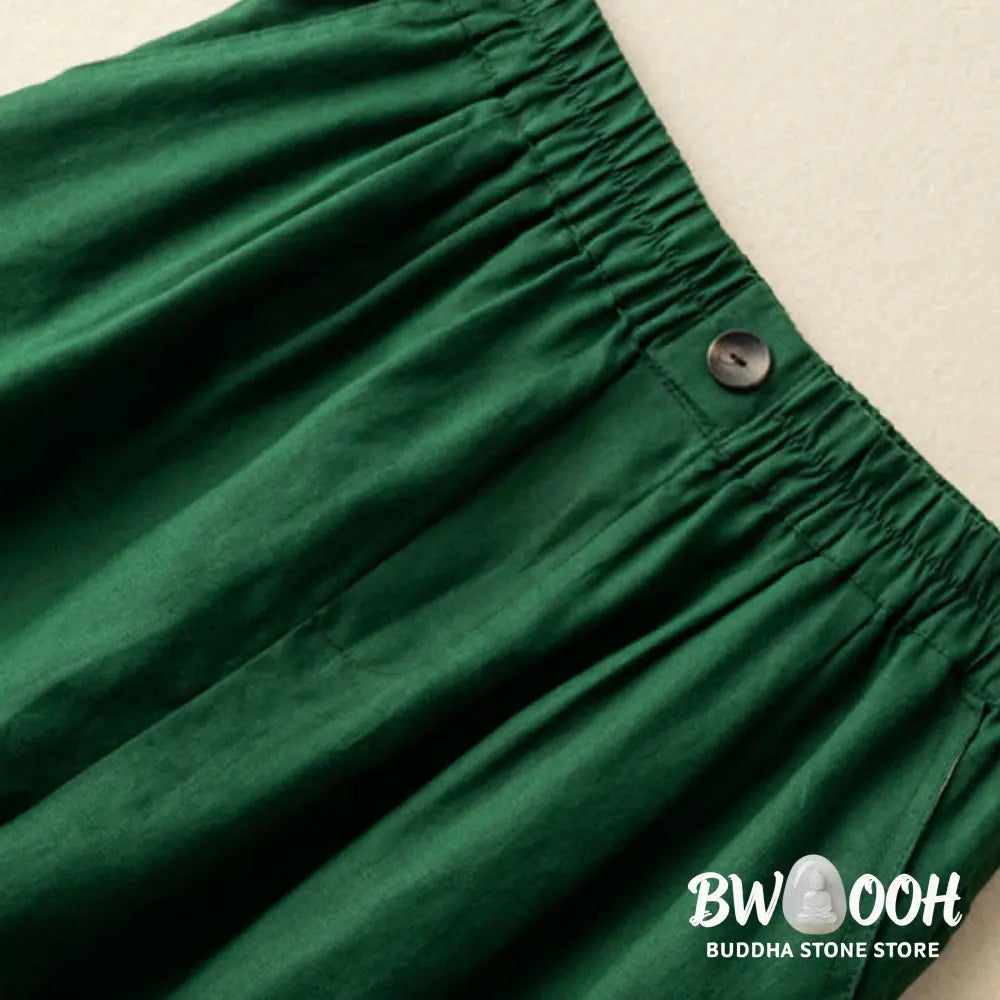 Buddha Stones Summer Casual Plain Zipper Button Cotton Linen Women’s Shorts With Pockets - Women’s Shorts