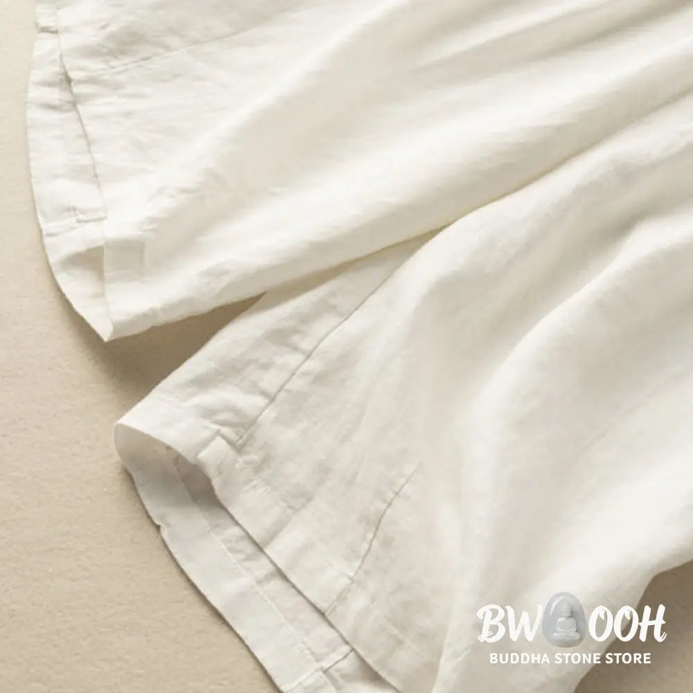 Buddha Stones Summer Casual Plain Zipper Button Cotton Linen Women’s Shorts With Pockets - Women’s Shorts