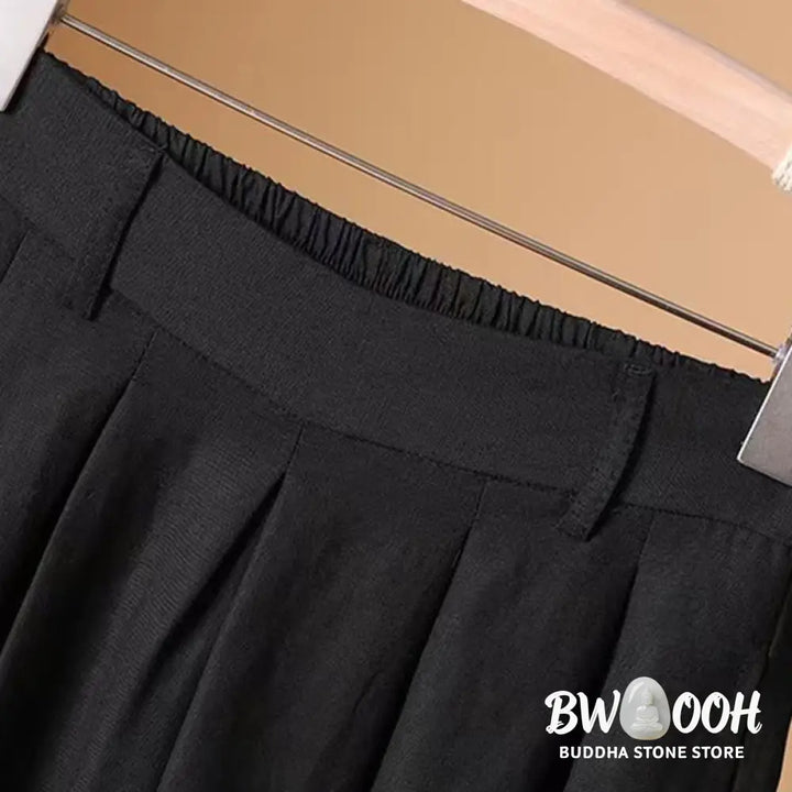 BWOOOH printed wide-leg yoga pants - Summer Casual Pure Color 7-8 Length Cott