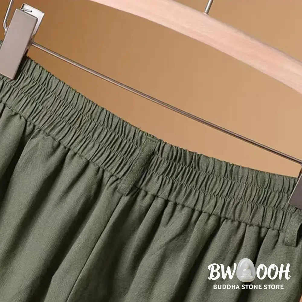 BWOOOH printed wide-leg yoga pants - Summer Casual Pure Color 7-8 Length Cott