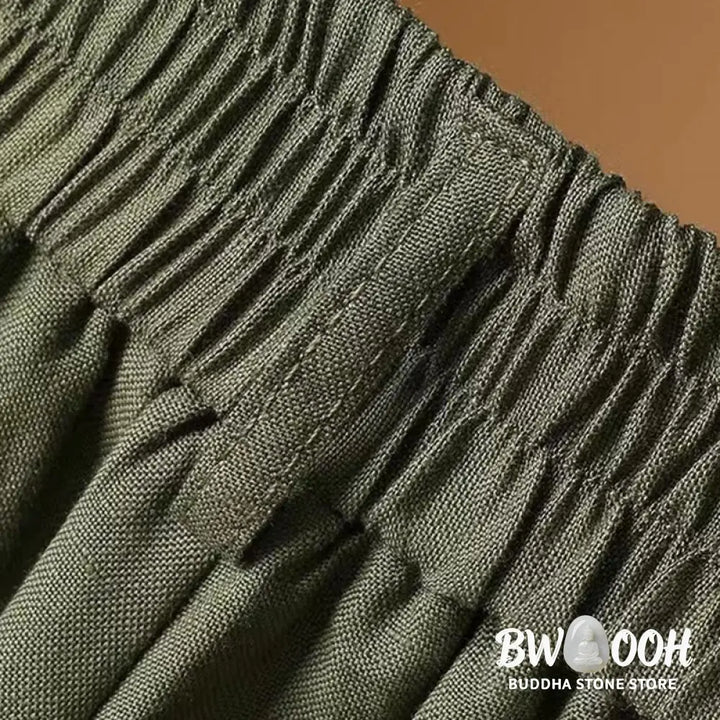 BWOOOH printed wide-leg yoga pants - Summer Casual Pure Color 7-8 Length Cott