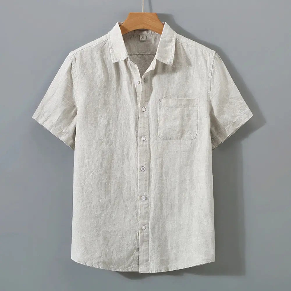BWOOOH Summer Casual Pure Color Button Cotton Men&