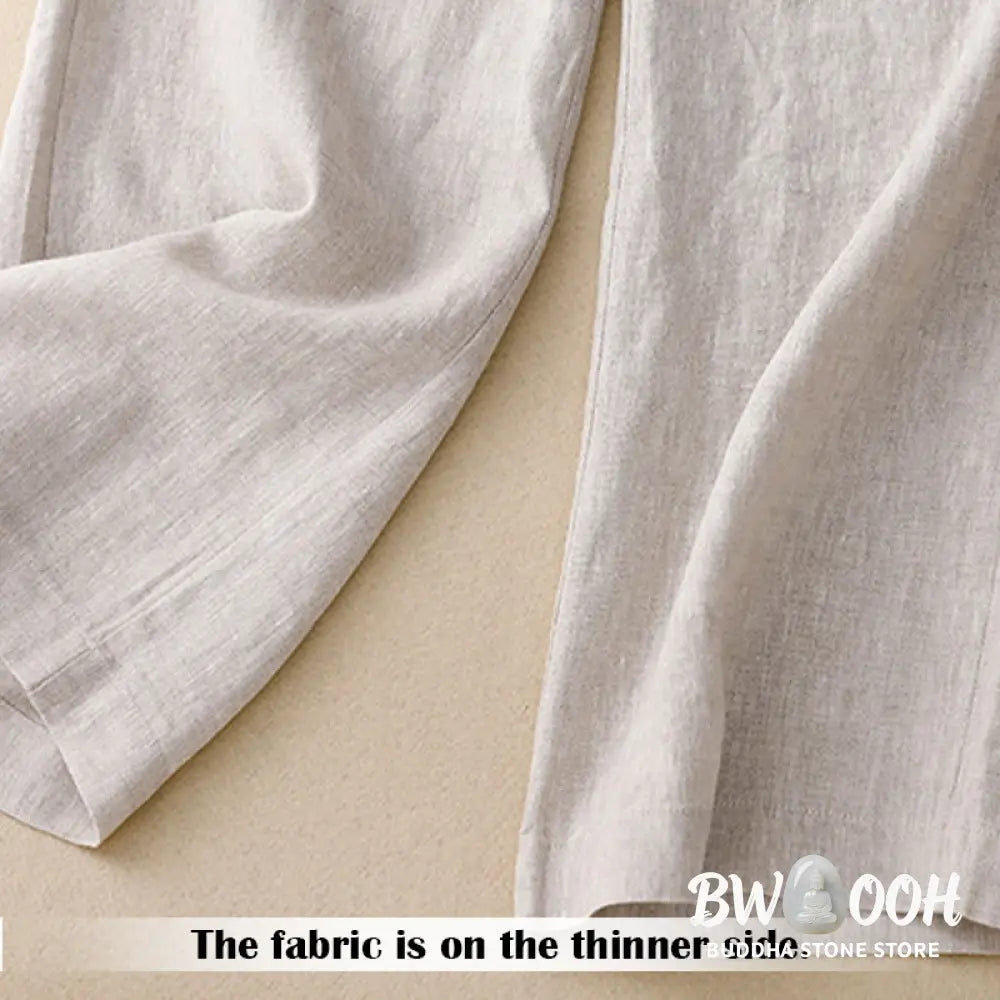 BWOOOH printed wide-leg yoga pants - Summer Casual Simple Design Linen Women&